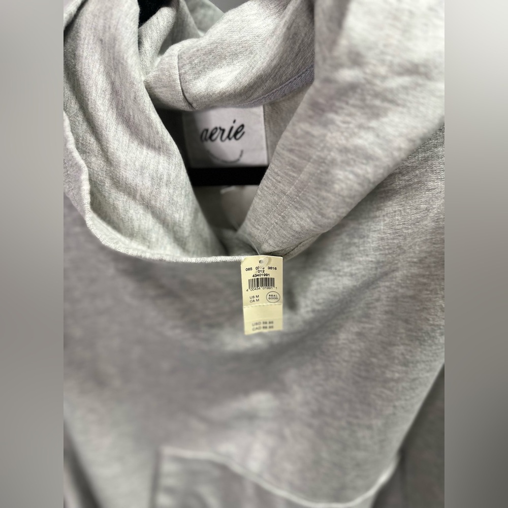 Aerie Gray Oversized Hoodie Sweatshirt Size M - Picture 4 of 6